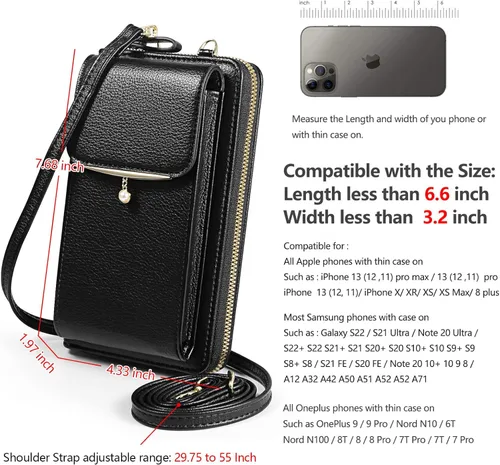 Vista 2 de Cell Phone Purse Crossbody Bag with Card Slots for Women Compatible for iPhone 17 Pro Max/Galaxy S26 Ultra S26+ S25 FE
