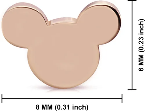 Vista 3 de Aretes de acero inoxidable con silueta de ratón pequeño, cierre a presión