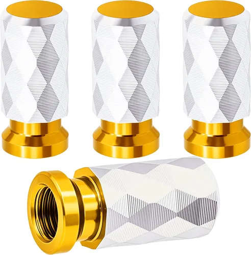 Vista 22 de 4 piezas de tapas de vástago de válvula de neumático de automóvil, tapas de válvula de aire de neumático a prueba de fugas de aleación de aluminio