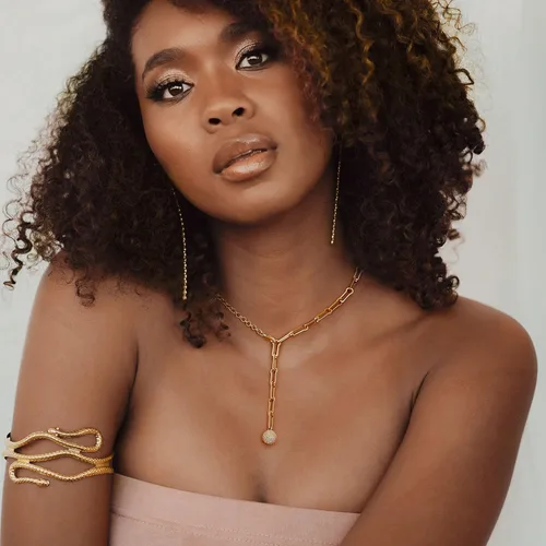 Vista 5 de Collar con dije de ojo malvado de león y luna de oro de 18 quilates cadena con clip de papel joyería en capas para mujeres y niñas