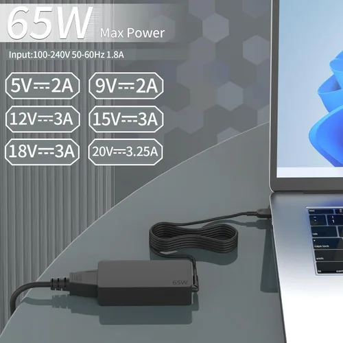 Vista 9 de 65W 45W USB C AC Charger, Compatible with Lenovo ThinkPad and ThinkBook Yoga Series, ADLX65YLC3D, P/N:02DL126, 20V 3.25A Type C Laptop Power Adapter