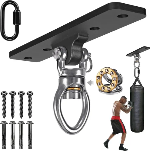Vista 18 de Kipika Colgador de pared para bolsa pesada, soporte giratorio para bolsa de boxeo resistente para gimnasio en casa, longitud ajustable para bolsa
