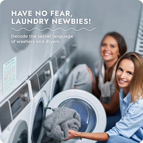 Vista 6 de Imán de símbolos de lavandería para un fácil cuidado de la ropa – Guía de símbolos de lavandería para el hogar, dormitorios y lavanderías – Letrero