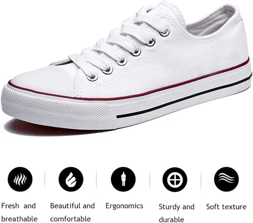 Vista 4 de Zapatillas de lona para mujer bajas y con cordones zapatillas de lona cómodas y modernas