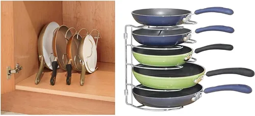 Vista 3 de InterDesign Classico - Organizador de almacenamiento de gabinete de cocina para sartenes y sartenes, vertical, cromado