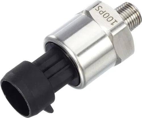 AUTEX Transductor de presión de 100 psi, sensor de presión de 0-100 psi, transmisor de presión de aceite de 1/8" -27 NPT de acero inoxidable 316 con