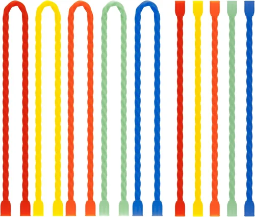 Vista 12 de Gesipor 20 bridas de silicona para cables, reutilizables, de goma, flexibles, con núcleo de acero, para agrupar y sostener, ataduras multiusos
