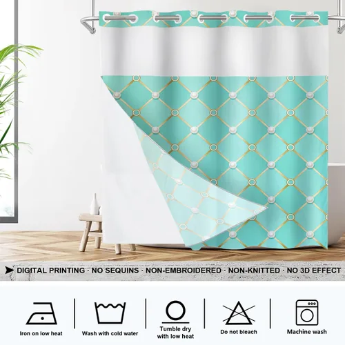 Vista 450 de Shrahala Father and Child Embracing No Hooks Shower Curtain with Snap in Liner Set, Tender Moment Captured Bathroom Décor Polyester Fiber Waterproof