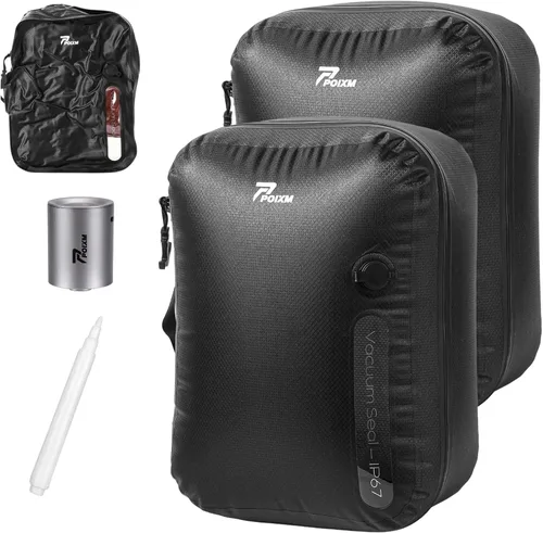 Vista 16 de Bolsas de vacío para viajes con bomba inalámbrica, cremallera de apertura de 180°, impermeables IP67, bolsas de compresión reutilizables