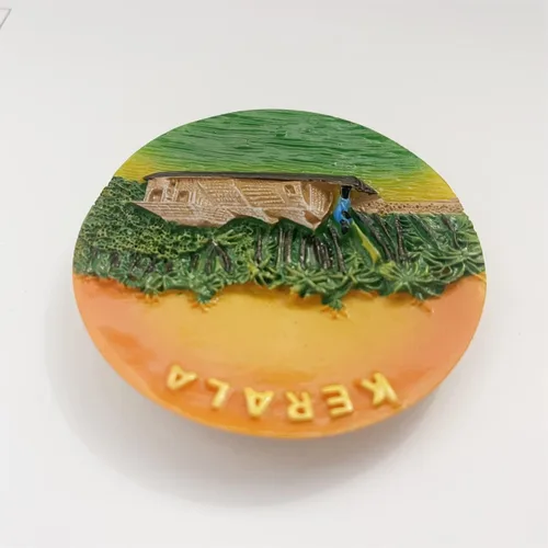 Vista 4 de Kerala India - Imán de nevera 3D para regalo, resina hecha a mano, imán Kerala para nevera, colección de decoración para el hogar y la cocina