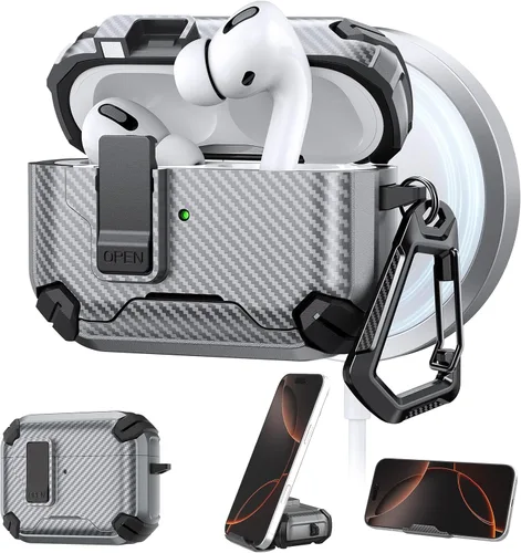 Vista 28 de Maxjoy Funda para AirPods Pro 2 Case 2022, Funda Protectora para AirPods Pro de 2ª Generación con Bloqueo Automático, Compatible con Apple AirPod