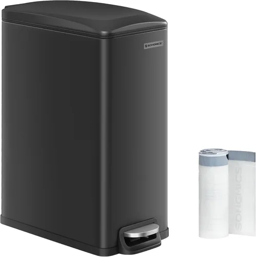 Vista 20 de SONGMICS Bote de basura delgado, 13 galones (50 L) Bote de basura para espacios estrechos con tapa de cierre suave, cubo interior y pedal de pie