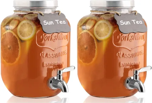 Dispensador de bebidas de 1 galón con espita de acero inoxidable 18/8, hermético y a prueba de fugas, tarro de té solar con tapas antioxidantes,