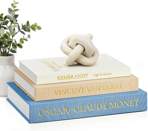Vista 11 de JARLINK Libros Decorativos Estéticos, Juego de 3 Libros Falsos de Lino para Mesa de Café, Estantería o Decoración de Repisa, Elegantes Cajas