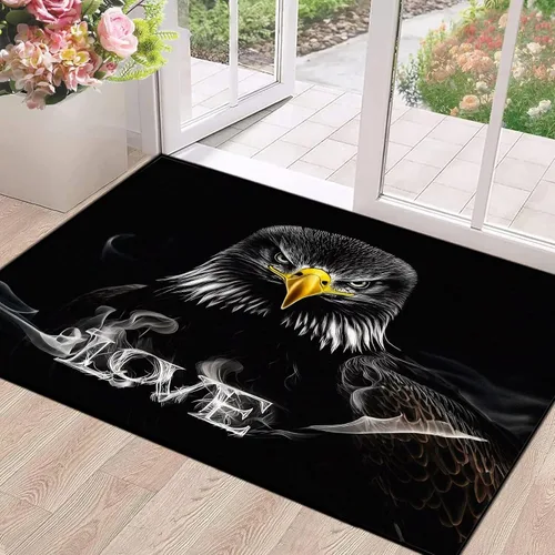 2' x 3' Bald Eagle Area Rug for Kids Room, Soft Non-Slip Black Love Carpet for Playroom Animal Bedroom Entryway Hallway Floor Mat Doormat, 23.6" x