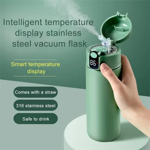 Vista 4 de ZHUHW - Termo inteligente con pantalla LED digital de temperatura, 14.2 fl oz, acero inoxidable 316 termo