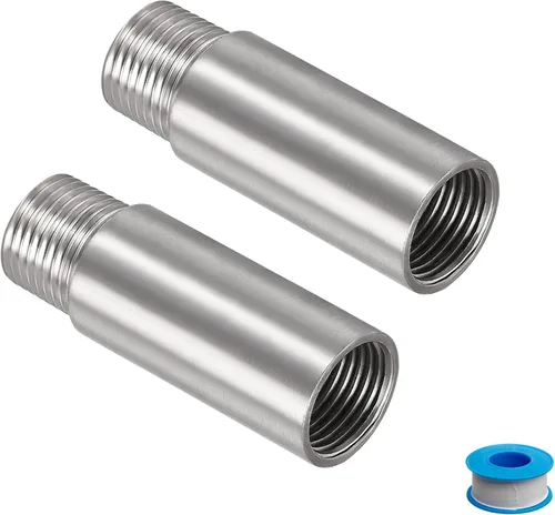 Vista 12 de Brazo de extensión de cabezal de ducha, 1.2 pulgadas, 1/2PT macho a 1/2PT hembra rosca 304, acoplador de montaje de tubería de acero inoxidable 304