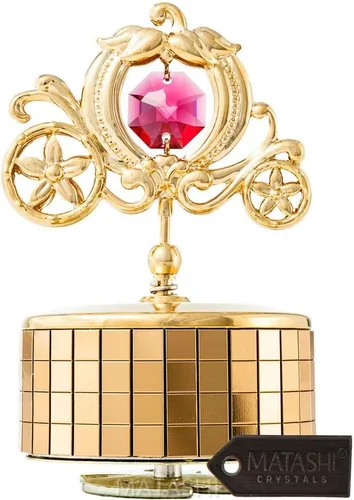 Matashi - Caja de música chapada en oro de 24 quilates con cristales para decoración del hogar, dormitorio y mujeres, señoras y niñas