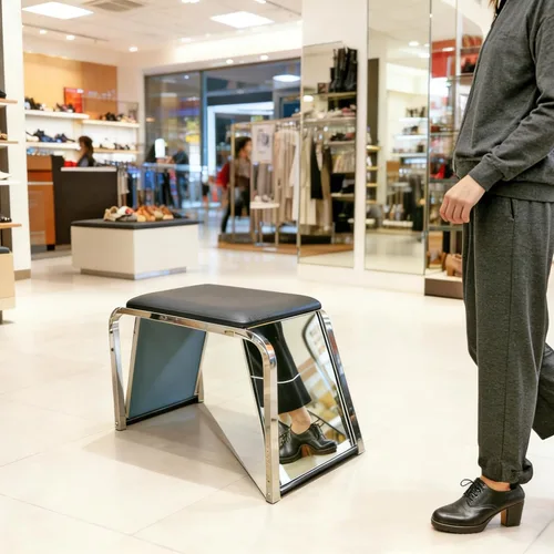 Vista 4 de FixtureDisplays Banco acolchado para zapatos con espejo 15589