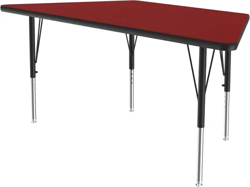 Vista 10 de Correll Mesa de actividades trapezoidal para aula de 24 x 48 pulgadas, altura ajustable, laminado de alta presión duradero azul, muebles escolares
