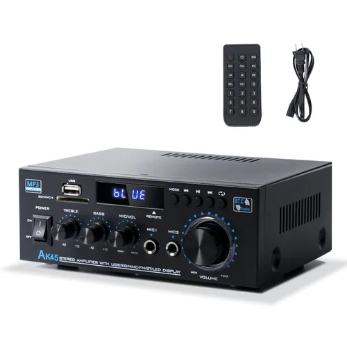 Receptor estéreo Bluetooth y amplificador de audio para el hogar, 300 W x 2 canales de 2 canales para cine en casa y altavoces de estantería, con