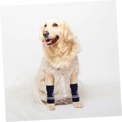 Vista 6 de COLLBATH 4pcs Dog Elbow Protectors Knitted Breathable Leg Warmers for Dogs Soft Pet Sleeve Durable Comprehensive Protection for Elbows and Legs Easy