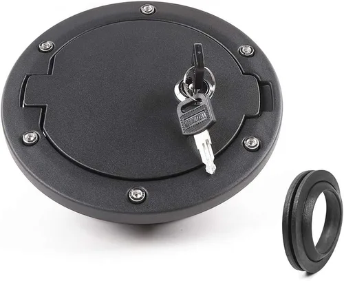 Vista 4 de Cubierta de Puerta de Combustible JeCar Tapa de Gasolina con Candado para Jeep Wrangler JK y Unlimited 2007-2018