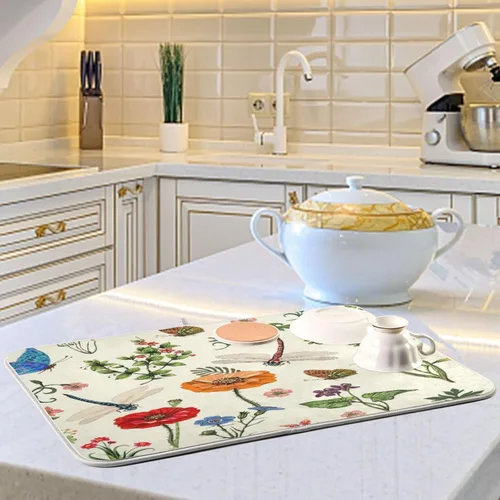 Vista 27 de Tapete de secado de platos de gnomos del día de San Patricio para encimera de cocina, tréboles, tapete de secado de microfibra, absorbente