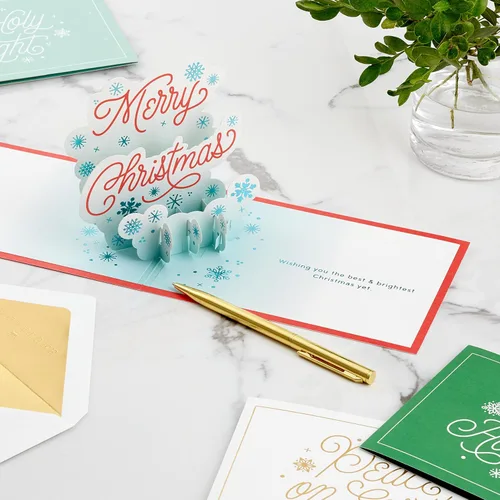 Vista 3 de Hallmark Signature Paper Wonder Surtido de Tarjetas Pop Up Navideñas, Religiosas (4 Tarjetas de Días Festivos con Sobres)