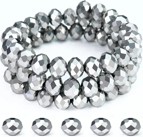 Vista 33 de Dowarm 400 cuentas de cristal de cristal, cuentas Briolette para hacer joyas, cuentas de cristal Rondelle de 0.157 pulgadas para manualidades