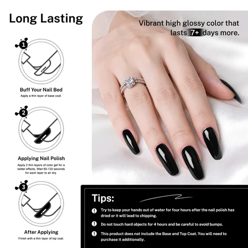Vista 6 de OpenLive 16.5ml Esmalte de uñas negro de gran volumen de secado rápido, esmalte de uñas de color de secado rápido y larga duración para arte de uñas