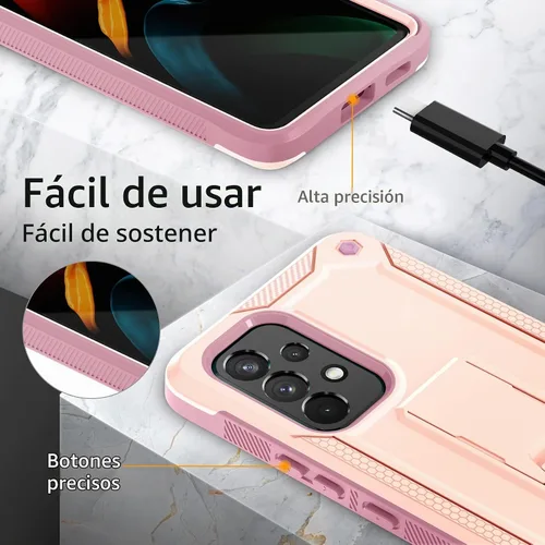 Vista 6 de URBANITE Funda para Samsung Galaxy A13 con soporte, protección a prueba de golpes de grado militar con protector de pantalla compatible con teléfono