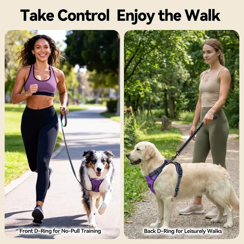 Vista 4 de PHOEPET Arneses para perros sin tirones para cachorros pequeños, chaleco reflectante ajustable con clip frontal con 2 ganchos de fijación de correa