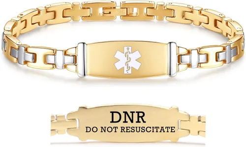 Vista 17 de LinnaLove Lady Medical Alert - Pulseras médicas de acero inoxidable para mujer, 7.5 pulgadas