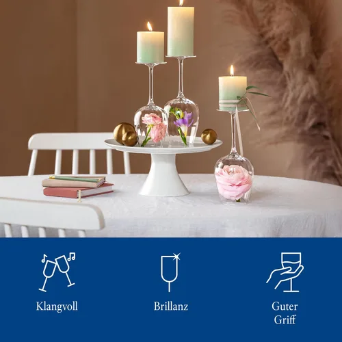 Vista 5 de Villeroy & Boch Rose Garden - Copa de vino tinto, juego de 4, 6.75 onzas, cristal de cristal, transparente