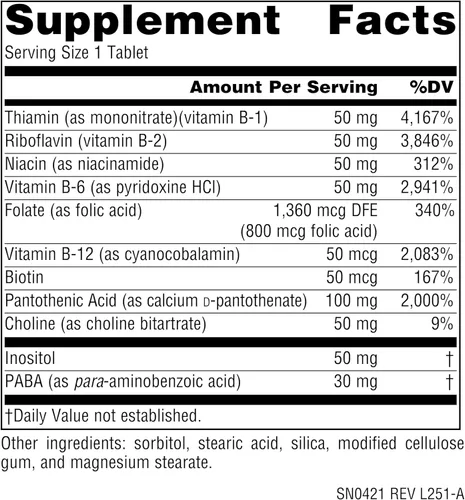 Vista 2 de Source Naturals B-50 Complejo 50 mg Vitaminas B para Apoyo a la Producción de Energía - 100 Tabletas