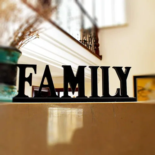 Vista 4 de Letrero decorativo de madera con texto en inglés "Blessed" para decoración del hogar