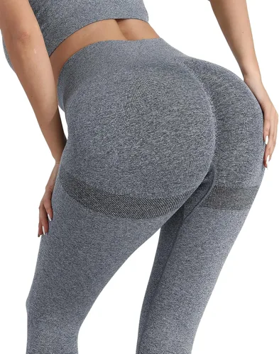 Vista 2 de CHRLEISURE Conjunto de leggings de entrenamiento de 3 piezas para mujer, leggings sin costuras para levantamiento de glúteos