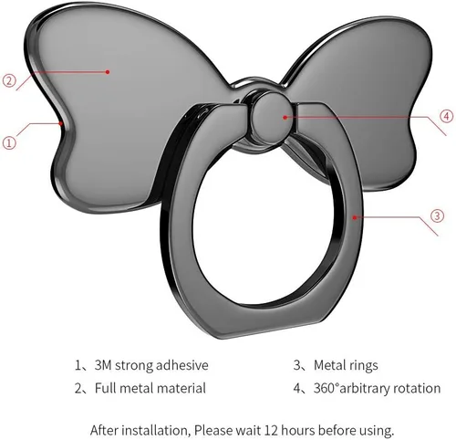 Vista 2 de PZOZ Soporte de anillo de teléfono de metal con estabilidad, soporte plegable para la parte posterior, mango de agarre manual en bucle, gancho