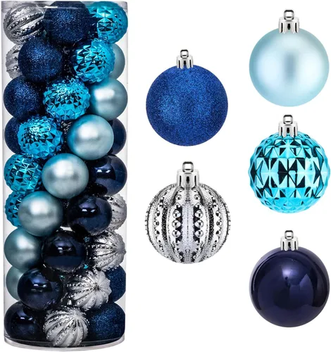 Vista 8 de Amooca Adornos de bolas de Navidad, 28 piezas de 2.8 pulgadas/3.15 pulgadas, inastillables, juego de bolas brillantes mate multiformas, colgantes