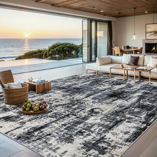 Vista 9 de Area Rugs - Alfombra para sala de estar, 4 x 6, lavable, moderna, abstracta, suave, neutra, antideslizante, grande para interiores, resistente a