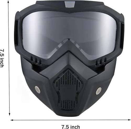 Vista 7 de Máscara de Paintball Antiniebla, Máscara Táctica de Cara Completa Desmontable Ajustable, Máscara de Esquí, Gafas de Protección Facial