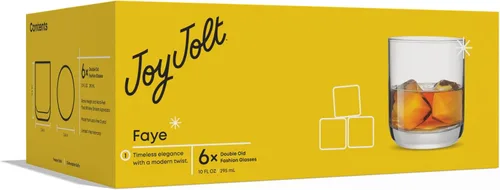 Vista 6 de JoyJolt Faye - Vasos de whisky de cristal, vasos lowball juego de 6, vaso corto de 10 onzas, vaso double old fashioned rocks para whisky escocés