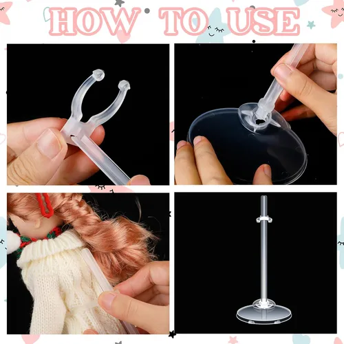 Vista 4 de Leinuosen 50 soportes ajustables para muñecas, soporte de plástico transparente para muñecas, soporte de marco de soporte para muñecas de 11.8