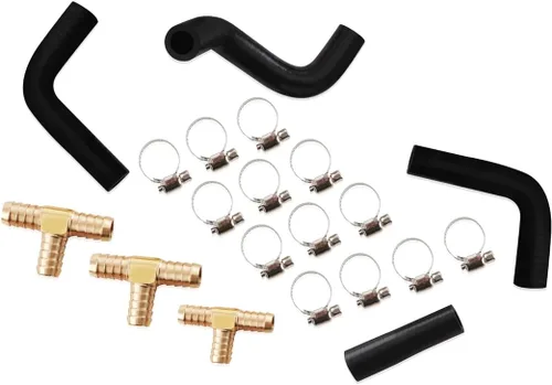 Vista 8 de 06-009-50005 Kit de manguera de reparación de línea de refrigerante (4 mangueras; 13 abrazaderas; 3 accesorios en T de latón) compatible con motor