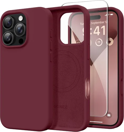 Vista 128 de GONEZ Funda magnética para iPhone 14, compatible con Magsafe, con protector de pantalla + protector de cámara, forro de microfibra antiarañazos