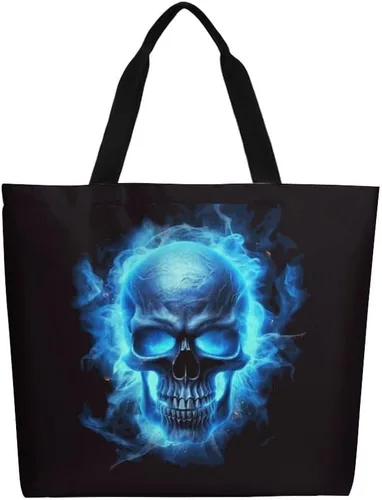 Vista 17 de Bolsa de lona – Bolso de hombro casual grande para mujer – Bolsa reutilizable para la playa y compras para exteriores