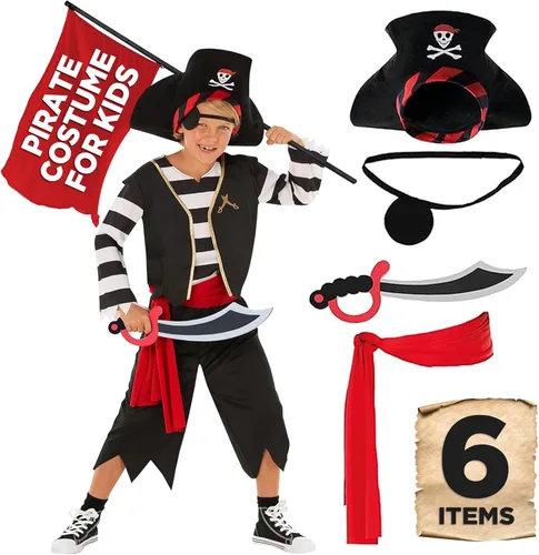 Morph Pirate Costume Kids Pirate Costume Boys Pirate Costume Boys 10-12 Boys Pirate Costume Size 7-8, 4-6 For Kids