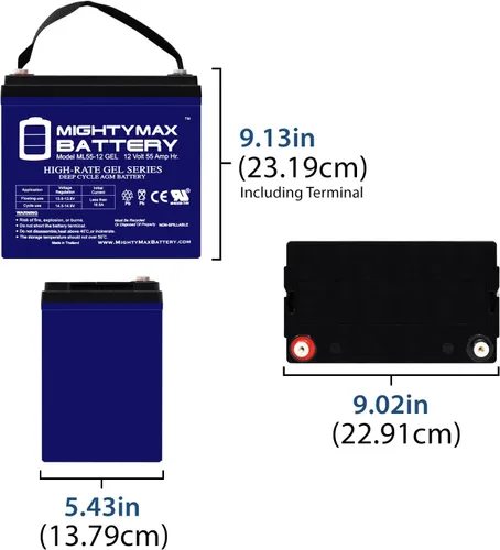 Vista 2 de Mighty Max Battery Reemplazo de batería de gel de 12V 55AH para silla eléctrica Quantum QG Edge 2.0