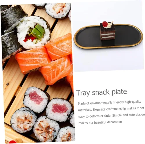 Vista 6 de NOLITOY 1pc Ceramic Jewelry Tray Sushi Plate Fruit Plate Dish Ceramic Earring Plate Bandejas Decorativas Black Decorative Tray Black Tray Key Tray